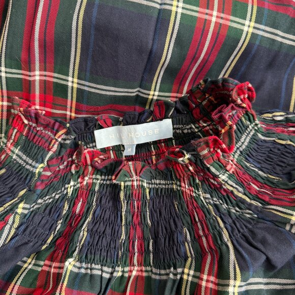 NWOT Hill House Home Caroline Nap Dress Navy Red Tartan M - Picture 3 of 6
